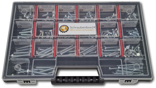 Sechskantschrauben Sortiment M4-M5-M6 // 8mm-50mm 350 tlg. Schraubenbox DIN 933 Vollgewindeschrauben Maschinenschrauben Gewindeschrauben Sechskantschrauben