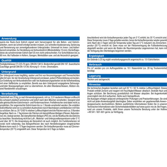 Estrich 'Ruck Zuck ' 25 kg