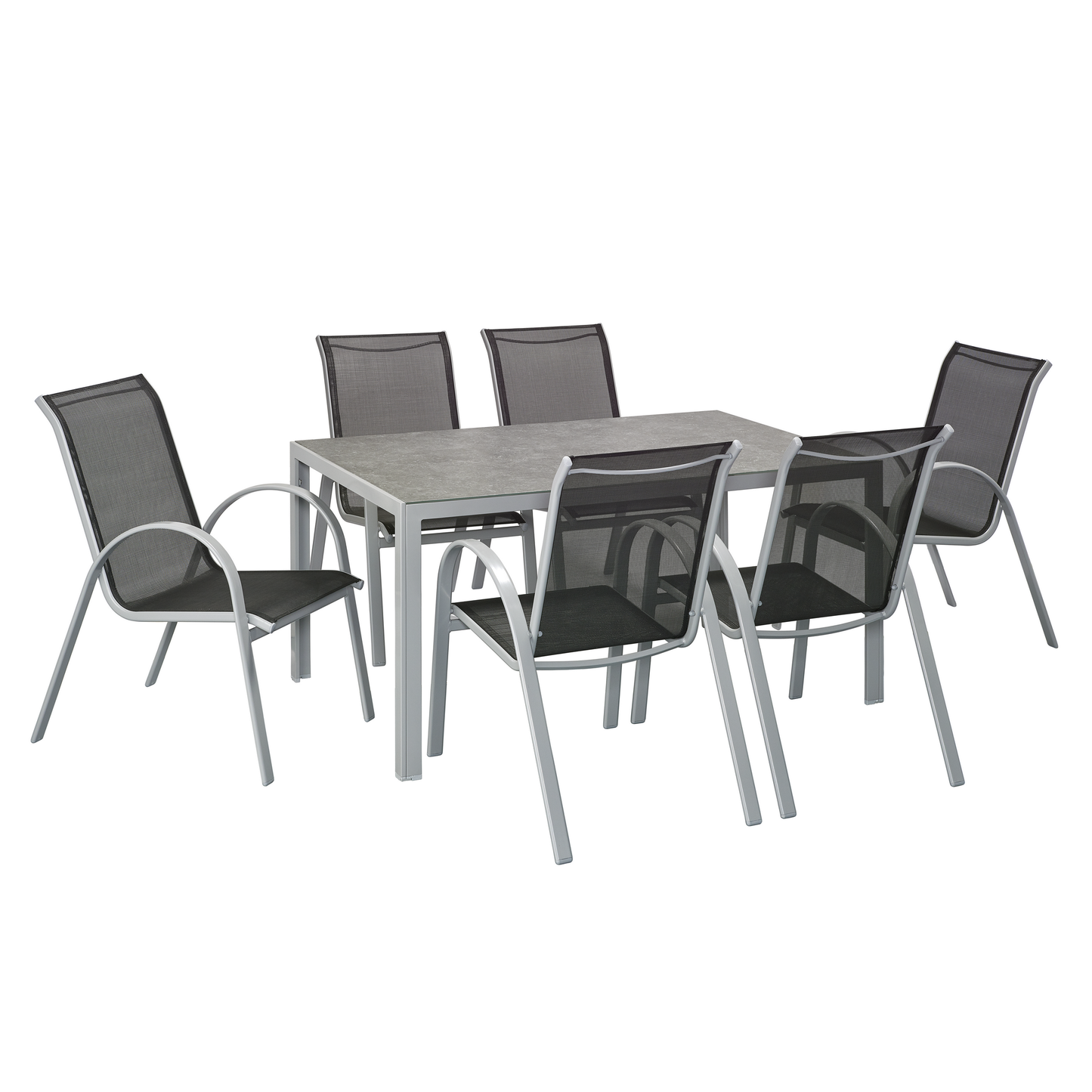 Gartentisch 'Meike 1' grau mit Sicherheitsglasplatte 150 x 90 x 72 cm