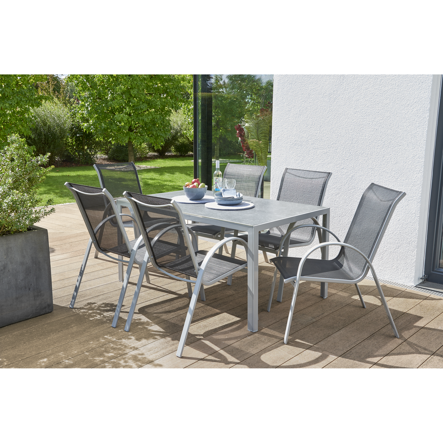 Gartentisch 'Meike 1' grau mit Sicherheitsglasplatte 150 x 90 x 72 cm