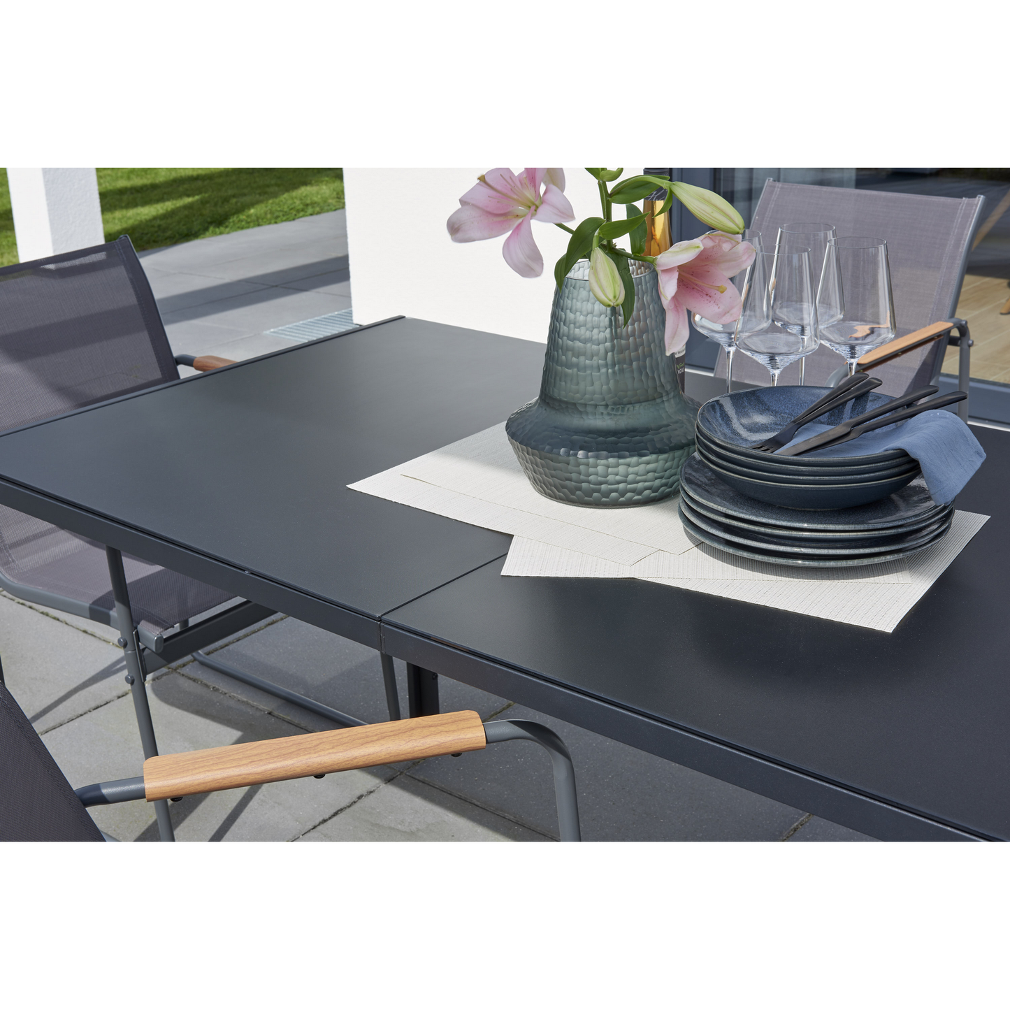 Gartenmöbel-Set 'Samira' schwarz 7-teilig
