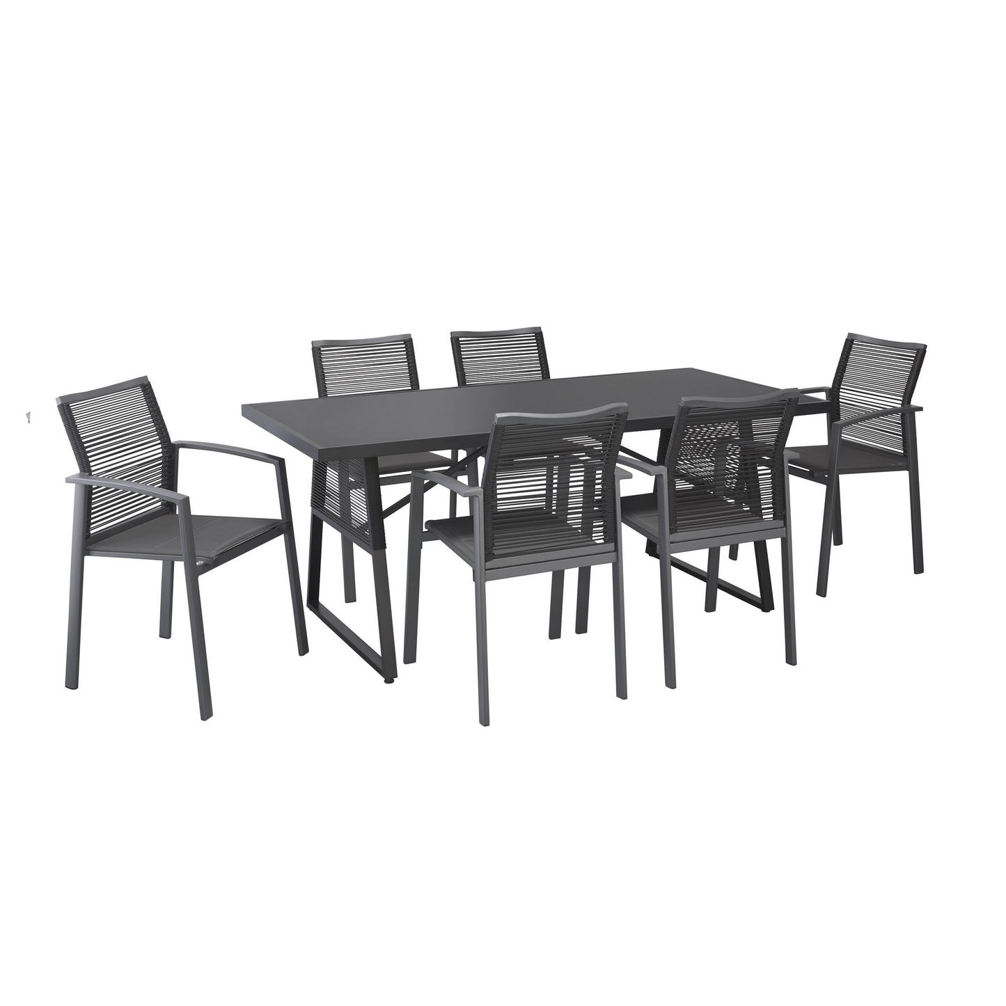 Gartenmöbel-Set 'Linda' schwarz 7-teilig