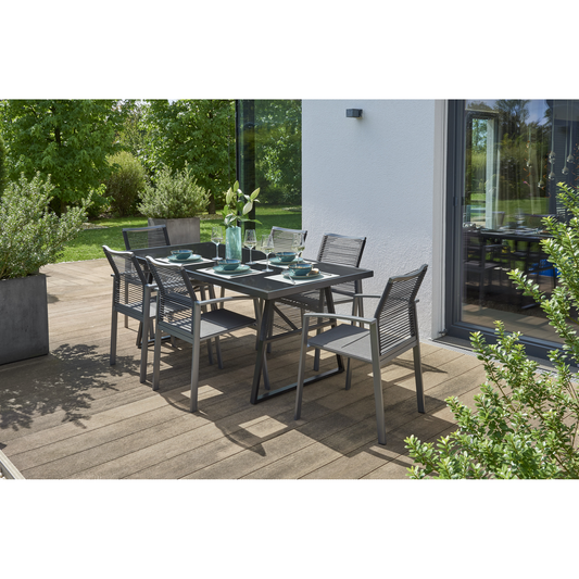 Gartenmöbel-Set 'Linda' schwarz 7-teilig