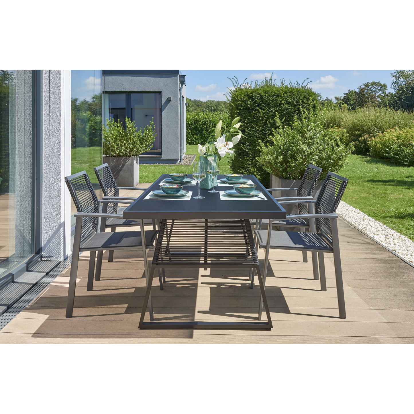 Gartenmöbel-Set 'Linda' schwarz 7-teilig