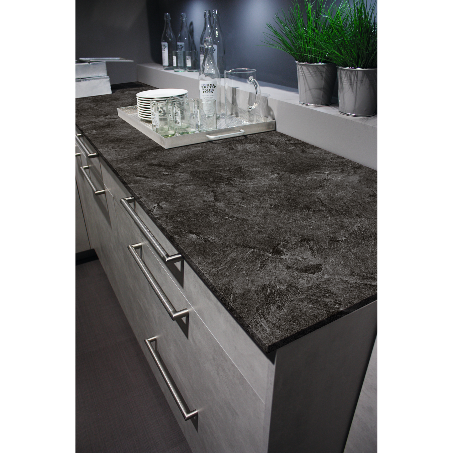 Arbeitsplatte 'Schiefer 3953' grau 2800 x 635 x 28 mm