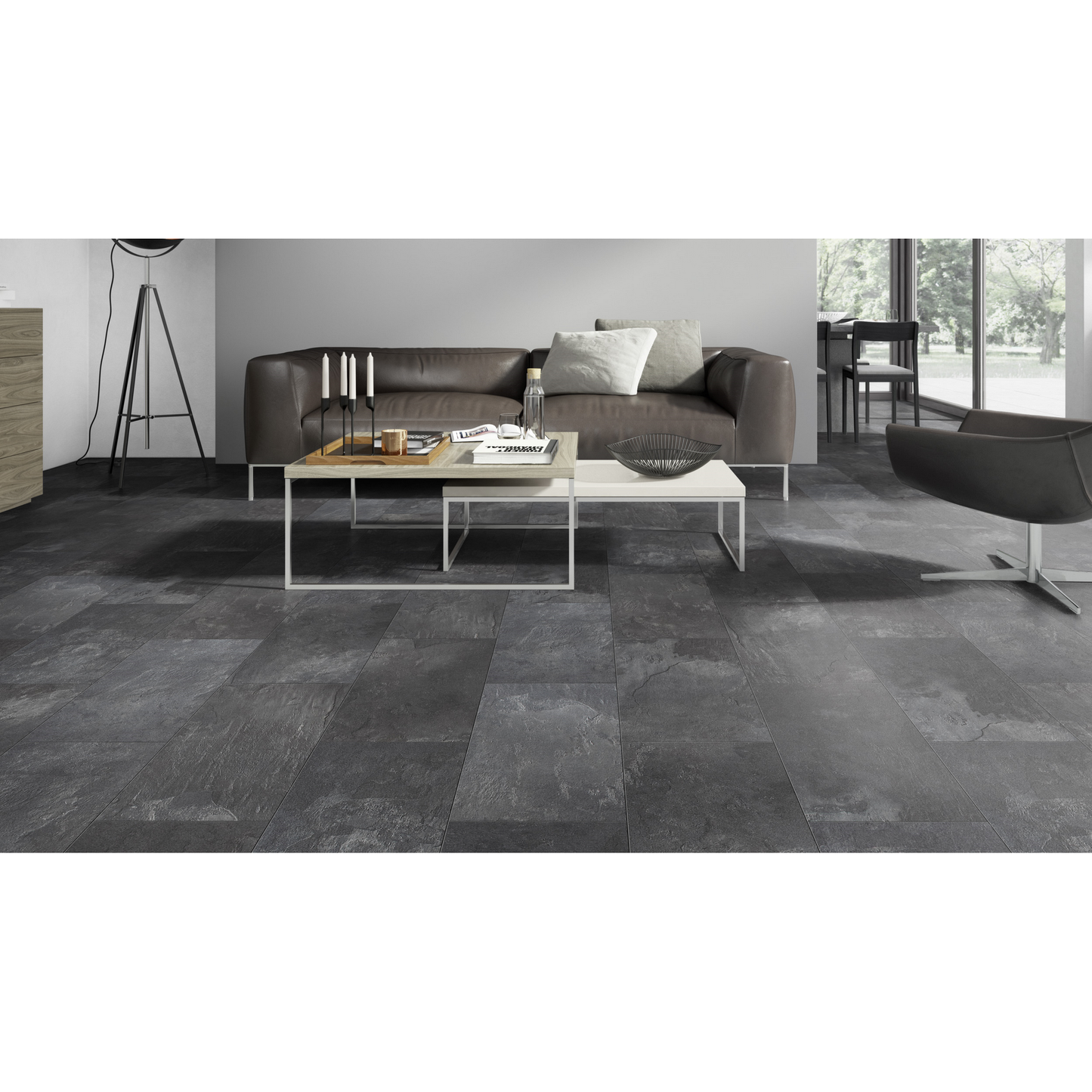 Laminat 'Canyon' Ölschiefer schieferfarben wasserresistent 8 mm