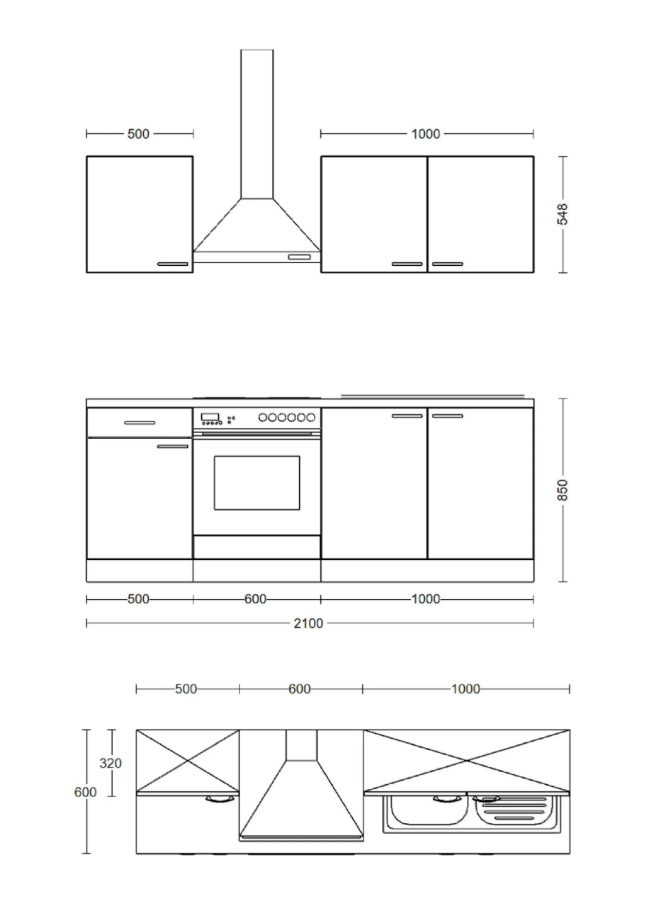 Flex-Well Küchenblock 210x200x60cm