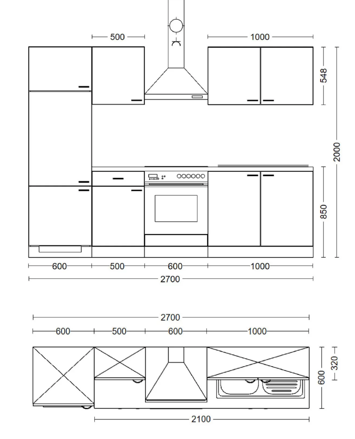 Flex-Well Küchenblock 270x200x60cm