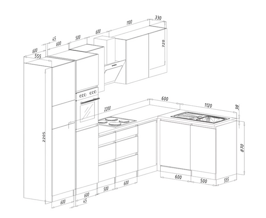 Respekta Küchenblock Premium345x220,5x172 cm
