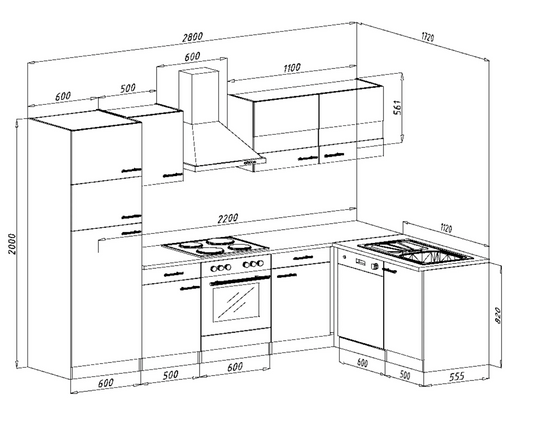 Respekta Winkelküche Economy280x200x60x172 cm