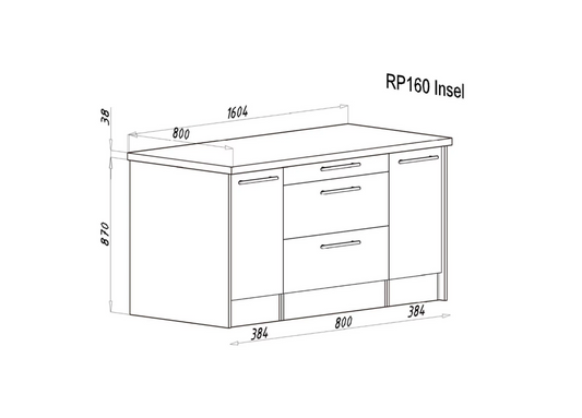 Respekta Inselküche Premium 310x200x270 cm
