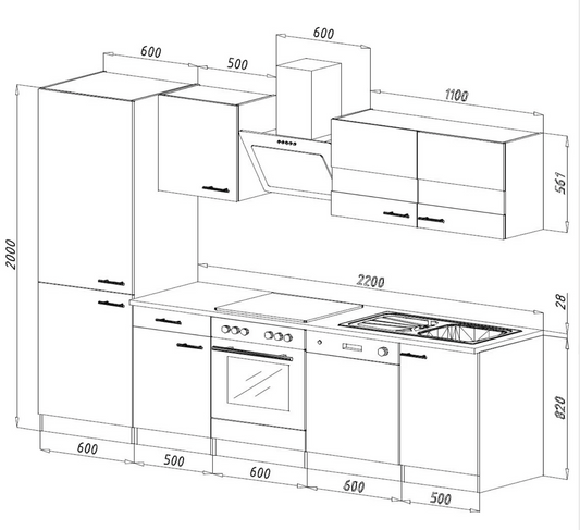 Respekta Küchenblock 280x200x60 cm