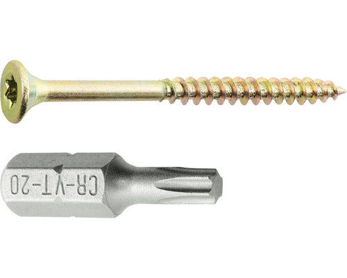 Universalschraube Senkkopf TX 4x50 mm gelb verzinkt inkl. Bit 425 Stück