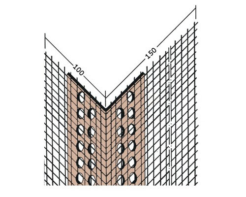 PROTEKTOR Gewebeeckwinkel Hart-PVC für Fassadendämmung und WDV-System 2500 mm x 100 mm x 150 mm