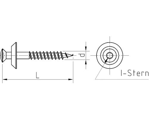 Spenglerschraube m. Dichtscheibe 4,5x25 mm Edelstahl A2 mit I-Stern I 20, 100 Stück