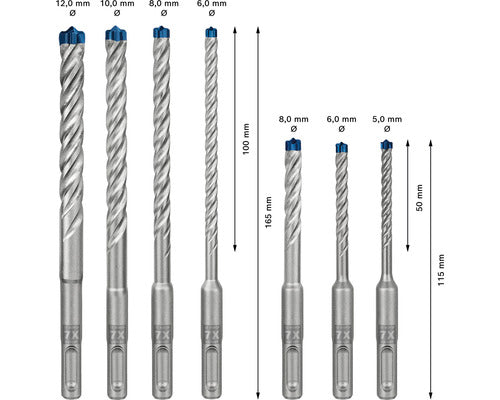 Betonbohreset Bosch Professional SDS Plus-7x Ø 5-12 mm 50-100x115-165 mm 7-tlg.