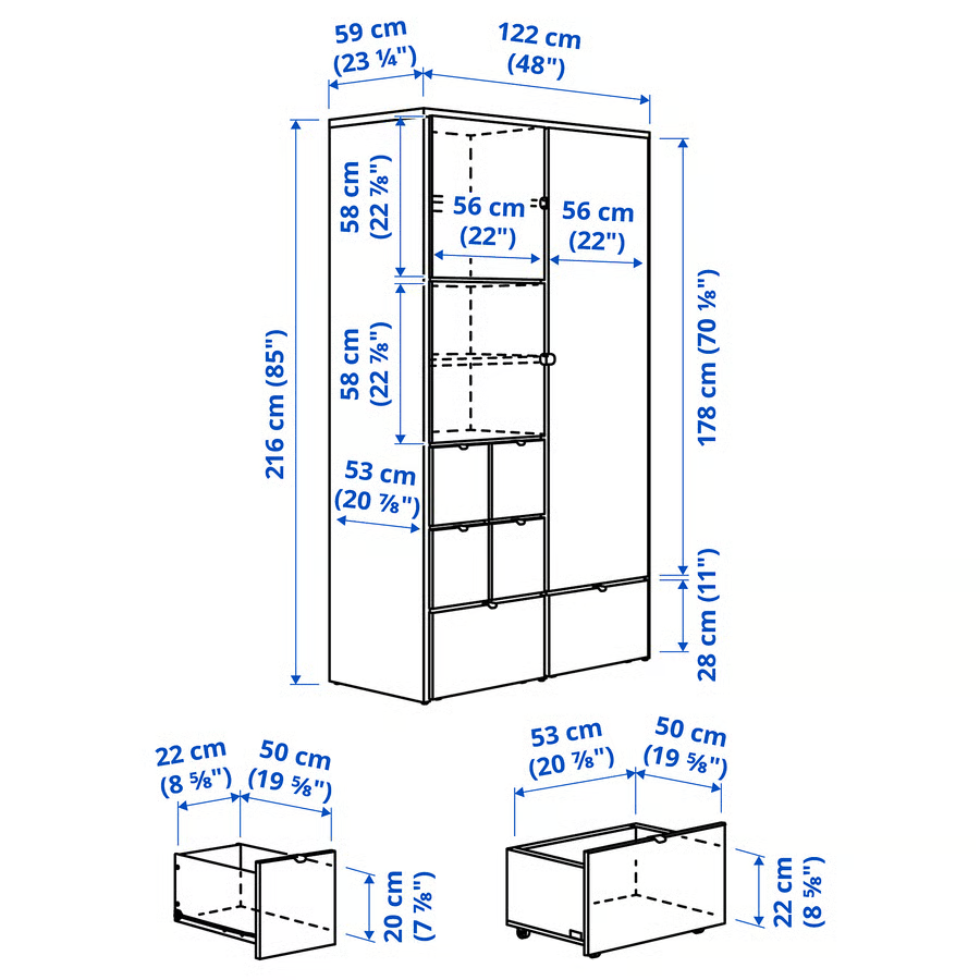 Visthus Kleiderschrank 122x59x216 cm