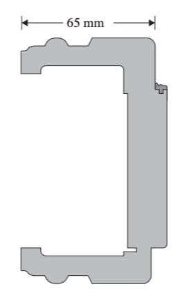 Technical drawing of a metal profile with dimensions indicated