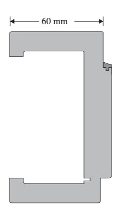 A technical cross-section diagram of a C-shaped profile, showing a width measurement of 60 mm on a white background.