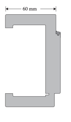 Metal profile with dimensions indicated on a white background