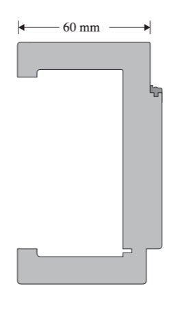 Metal profile with dimensions indicated on a white background
