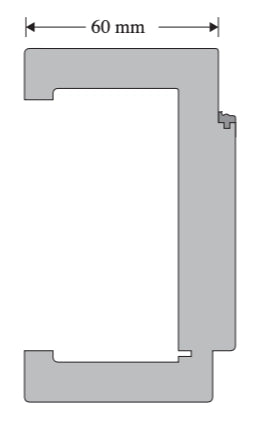 Metal profile with dimensions indicated on a white background