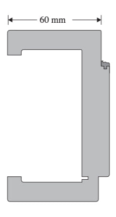 Metal profile with dimensions indicated on a white background