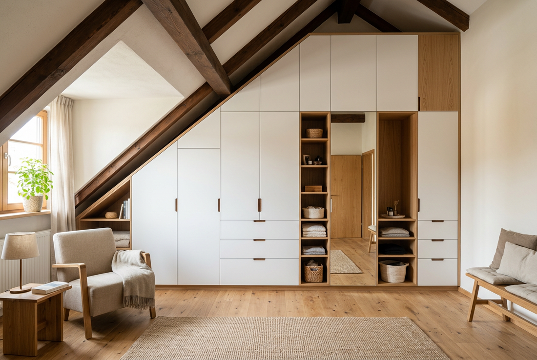 Maßgefertigter Einbauschrank unter einer Dachschräge