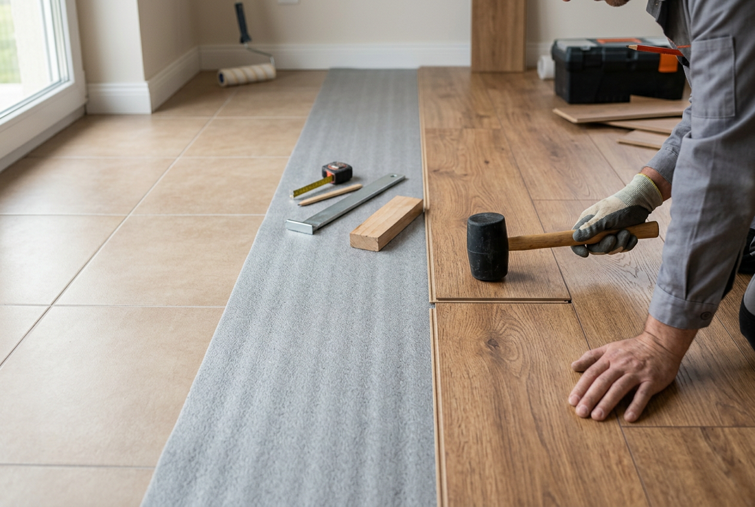 Laminat wird direkt auf einen vorhandenen Fliesenboden verlegt