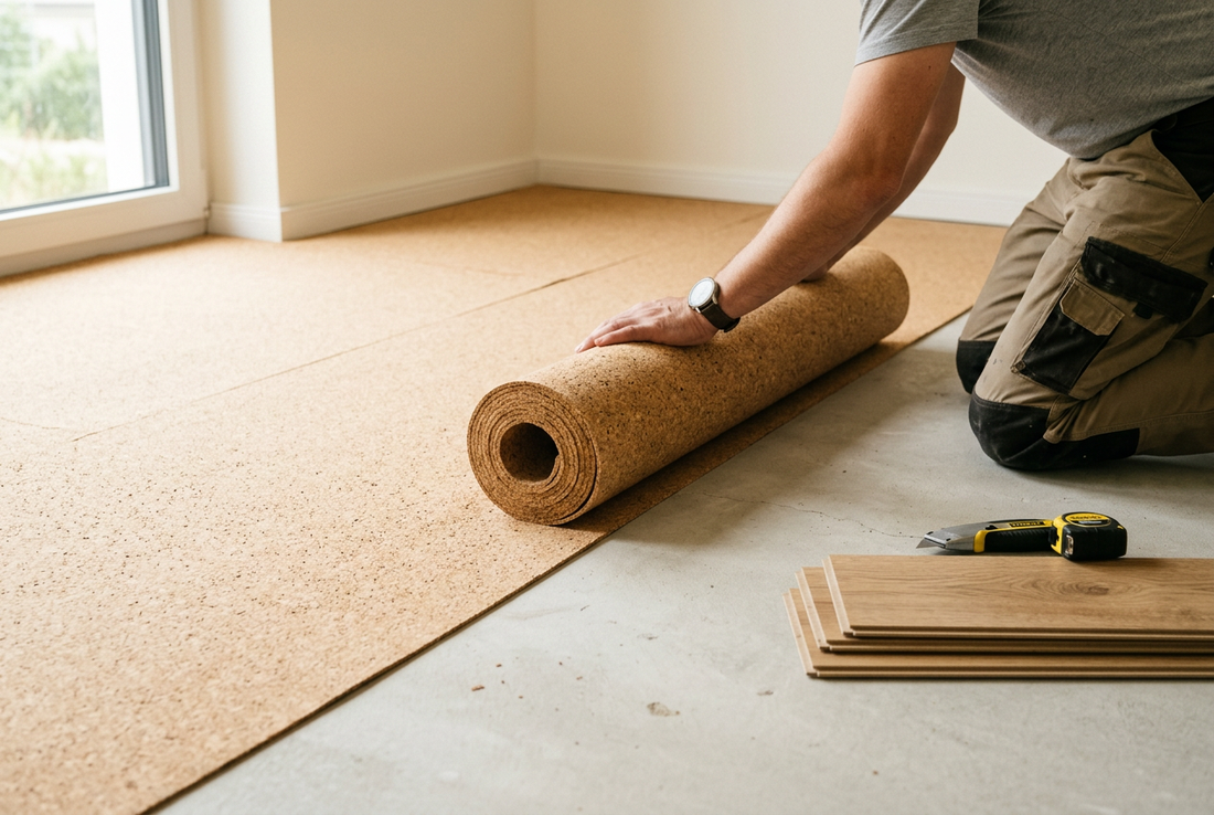 Laminat Unterlage wird auf dem Untergrund ausgerollt