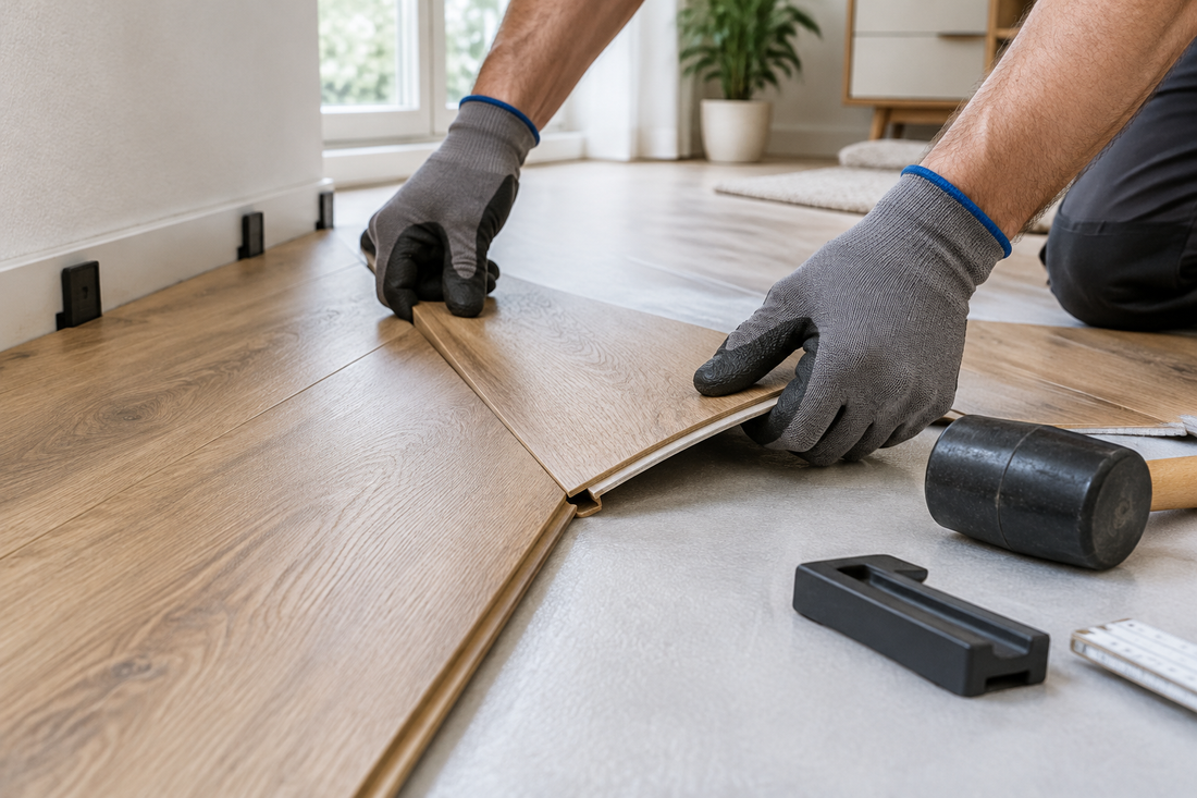 Laminat verlegen mit Klick-System – zwei Dielen werden zusammengefügt