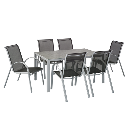 Gartentisch 'Meike 1' grau mit Sicherheitsglasplatte 150 x 90 x 72 cm