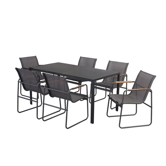 Gartenmöbel-Set 'Samira' schwarz 7-teilig