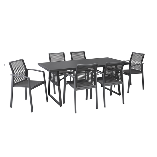 Gartenmöbel-Set 'Linda' schwarz 7-teilig