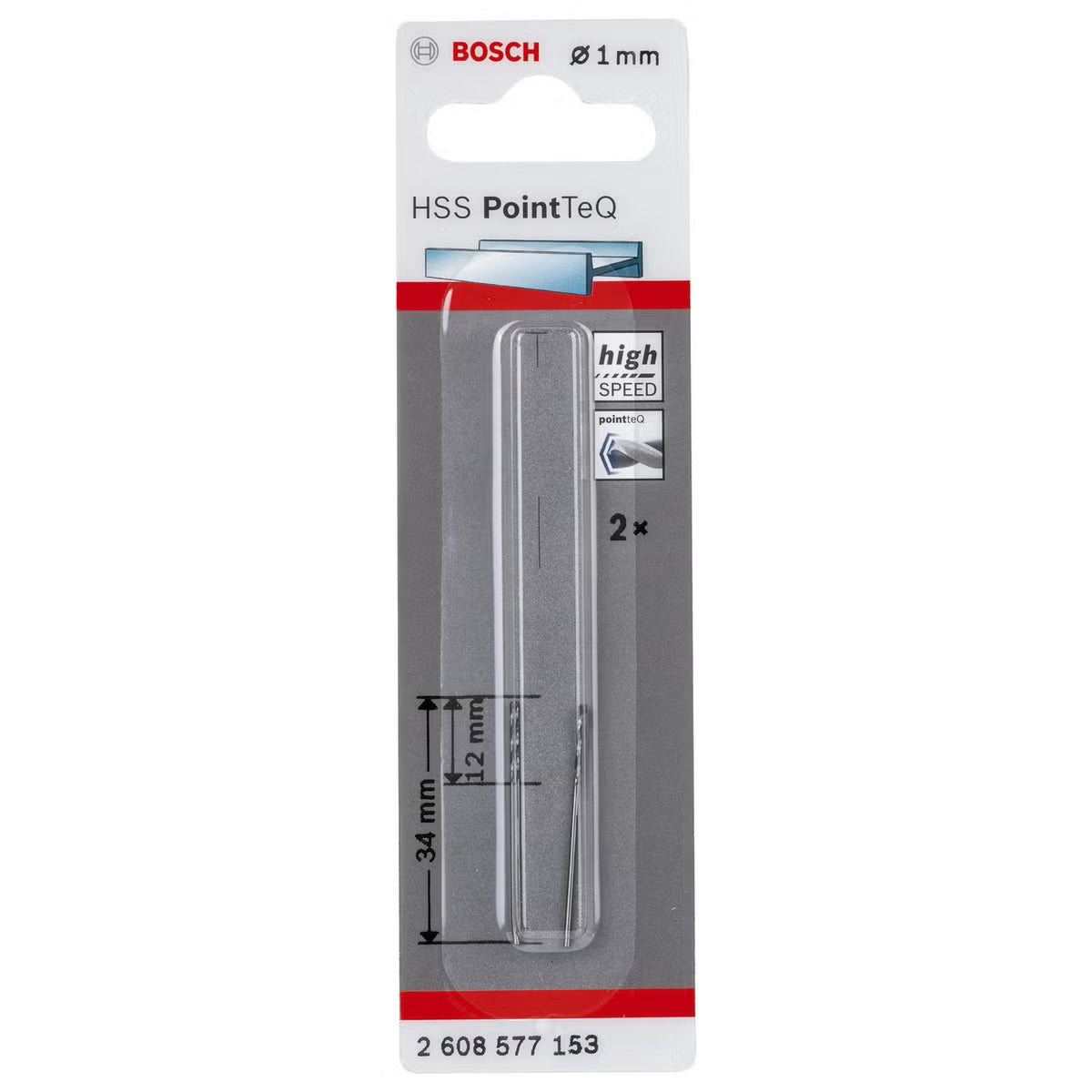Bosch 2x HSS PointTeQ DIN 338 1 x 12 x 34 mm - 2608577153