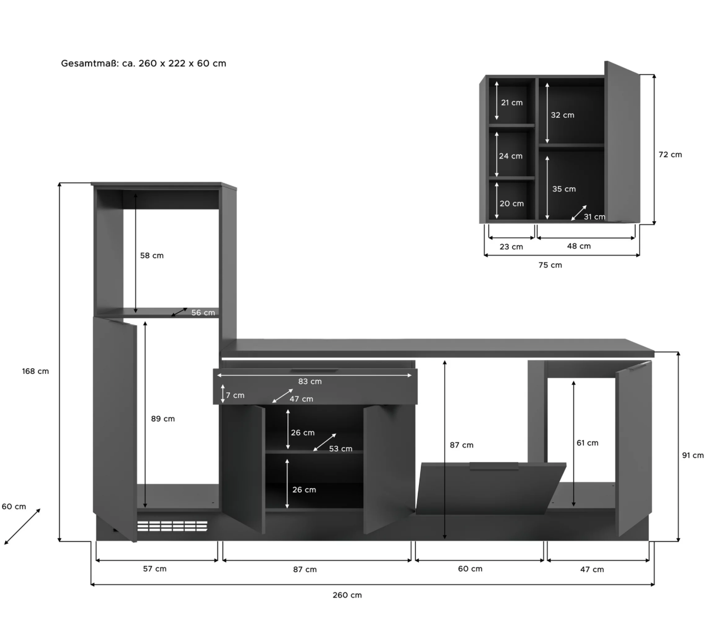 xonox.home Küchenblock 260x222x60cm