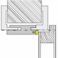 Technical diagram of a window frame with a gasket and sealant application.