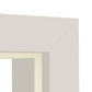 Close-up of a light beige and off-white wooden frame corner against a white background.
