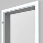 A white interior door frame shown from the side against a light gray background.