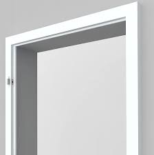 A white interior door frame shown from the side against a light gray background.