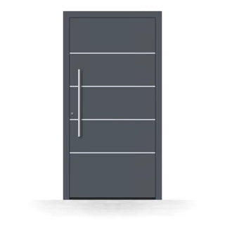 Alu Haustür mit vertikalem Glasausschnitt
