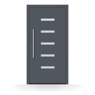 Alu Haustür mit vertikalem Glasausschnitt
