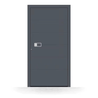 Alu Haustür mit vertikalem Glasausschnitt
