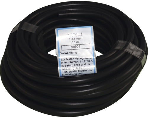 Erdkabel NYY-J 3x1,5 mm² 10 m schwarz