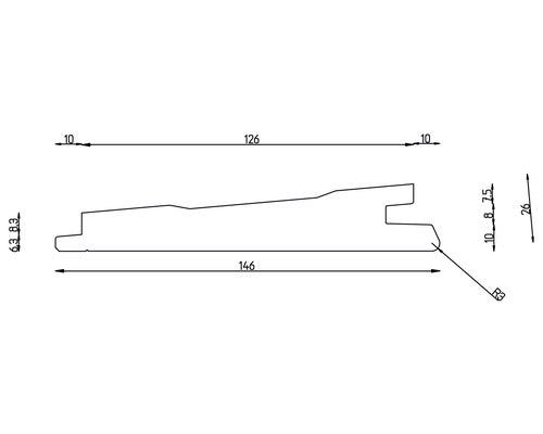 Keilspundprofil Fichte "A/B" roh 2700 x 146 x 26 mm