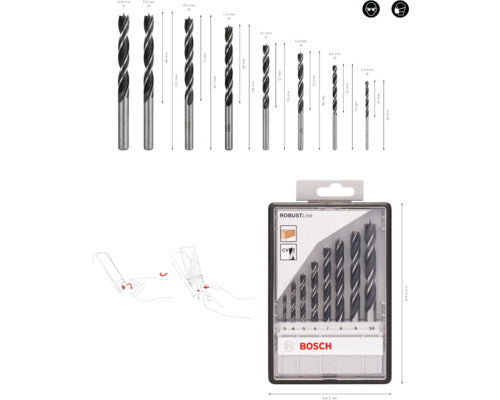 Holzbohrer-Set Bosch Robust Line, 3-10mm, 8-tlg.