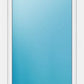 A tall rectangular window or door panel with a white frame and a smooth light blue gradient center, shown against a white background.