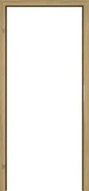 A light brown wood door frame shown against a solid white background.