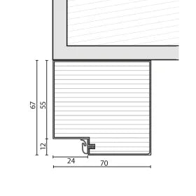 Technical drawing of a window with dimensions labeled