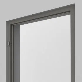 Gray-framed door with a white interior on a gray background